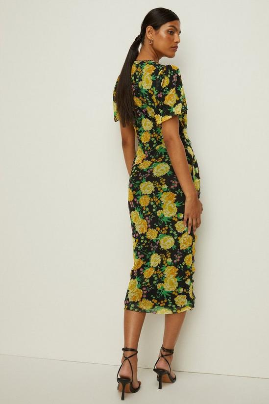 Oasis Floral Print Mesh V Neck Trim Detail Midi Dress 3