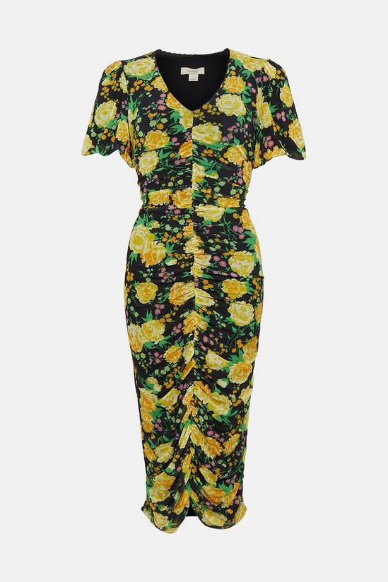 Oasis Floral Print Mesh V Neck Trim Detail Midi Dress 4