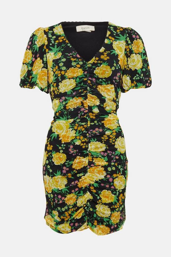Oasis Floral Print Mesh V Neck Trim Detail Mini Dress 4