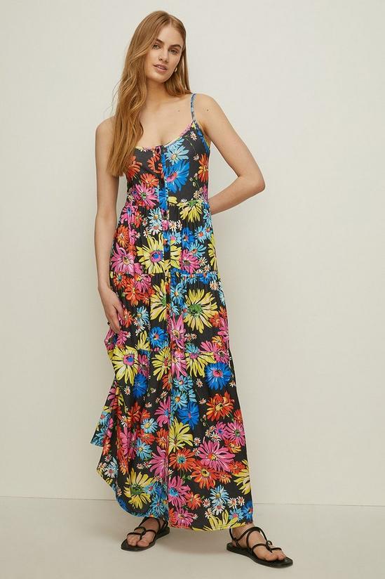 Oasis Floral Print Button Front Tiered Maxi Dress 1