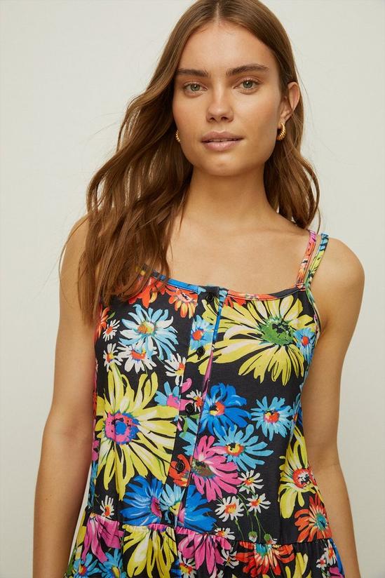 Oasis Floral Print Button Front Frill Hem Top 1