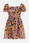 Oasis Petite Floral Organza Ruched Mini Dress thumbnail 4