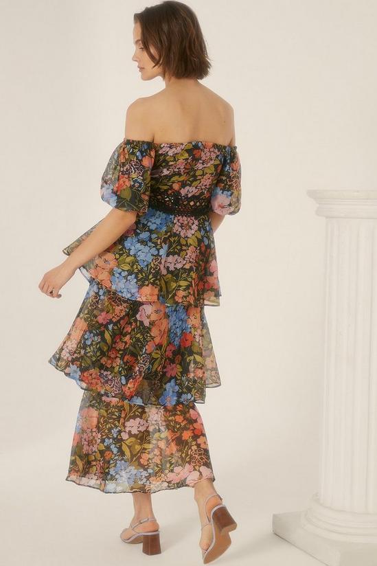 Oasis Petite Floral Bardot Organza Midi Dress 3