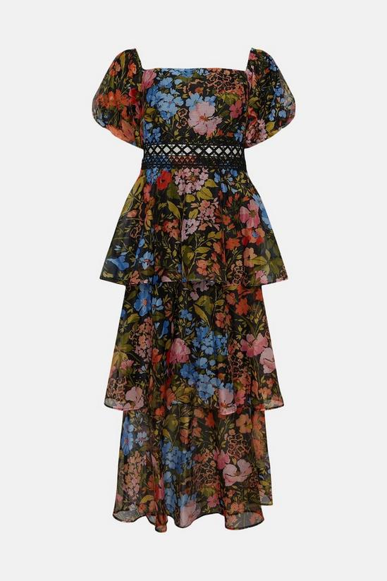 Oasis Petite Floral Bardot Organza Midi Dress 4