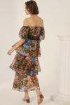 Oasis Floral Bardot Organza Tiered Midi Dress thumbnail 3