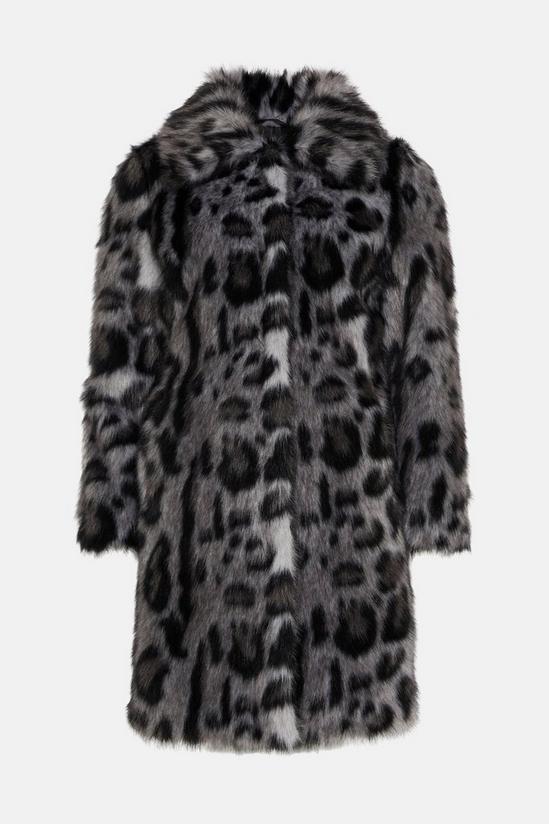 Oasis Petite Collared Animal Faux Fur Coat 4