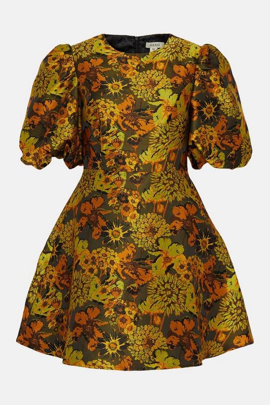 Oasis Floral Jacquard Puff Sleeve Skater Dress 4