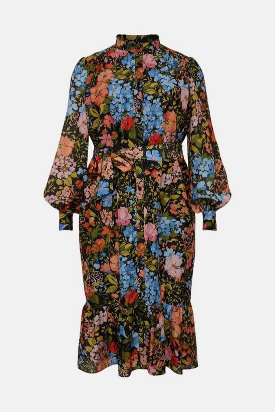 Oasis Plus Size Floral Organza Midi Shirt Dress 4