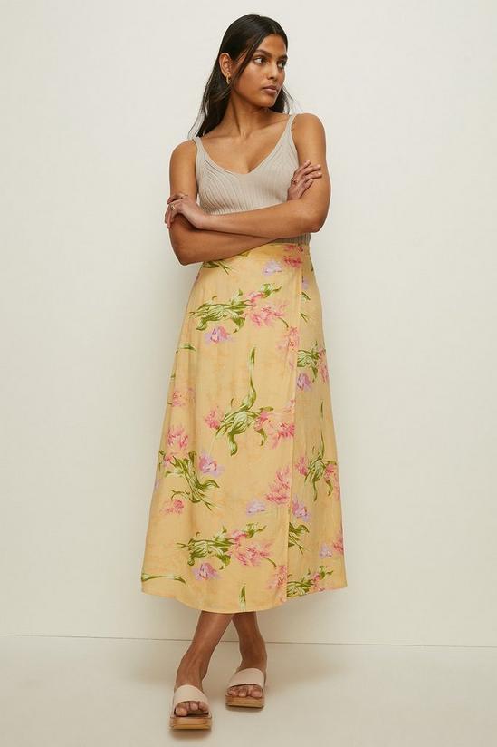 Oasis Tie Detail Floral Wrap Midi Skirt 1