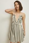 Oasis Textured Stripe V Neck Strappy Mini Dress thumbnail 1