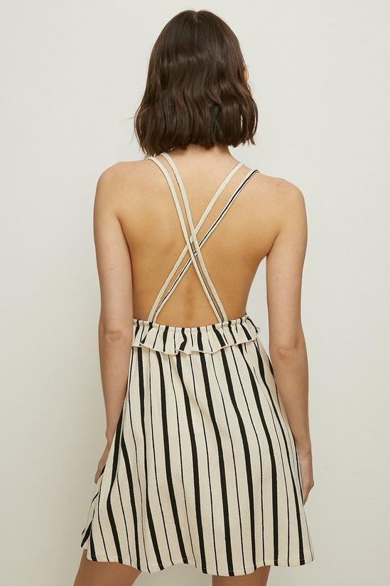 Oasis Textured Stripe V Neck Strappy Mini Dress 3