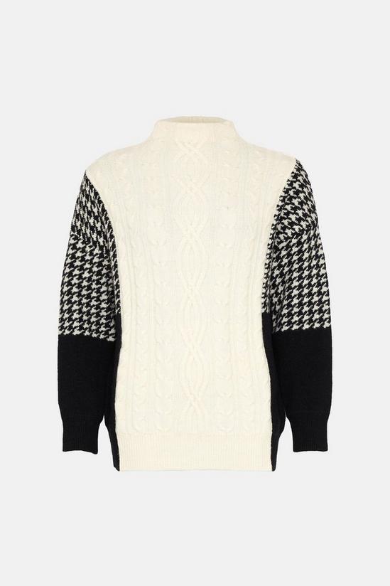 Oasis Houndstooth Contrast Cable Knit Jumper 4