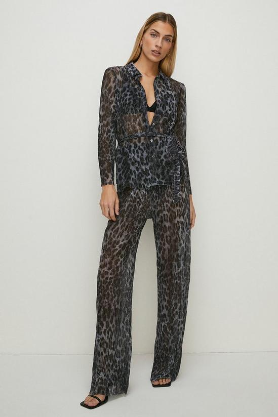 Oasis Animal Print Shimmer Pleated Shirt Co-ord 1