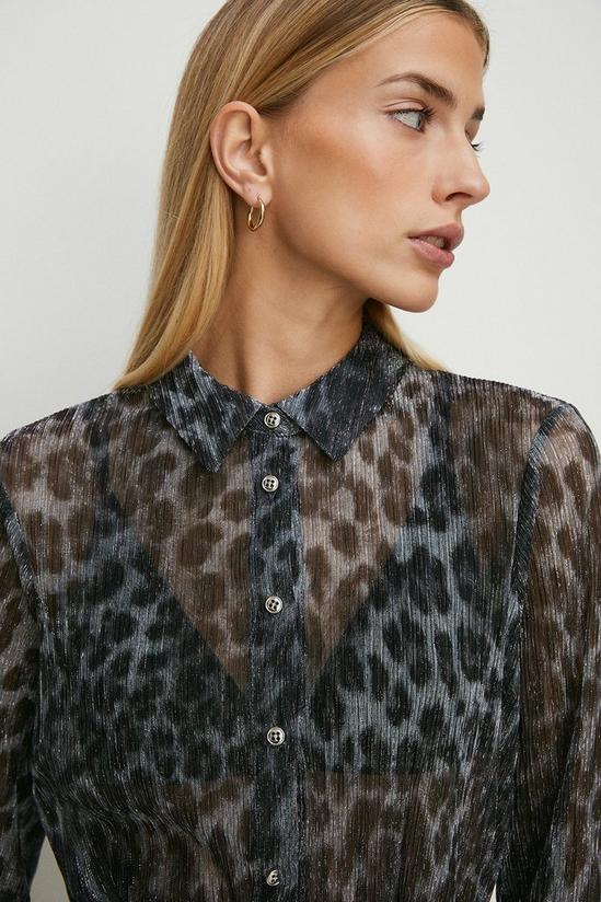 Oasis Animal Print Shimmer Pleated Shirt Co-ord 2