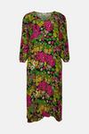 Oasis Plus Size Tiered Hem Colourful Floral Midi Dress thumbnail 4