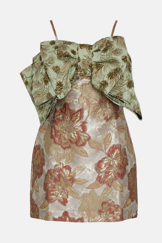 Oasis Bow Contrast Jacquard Mini Aline Dress 4
