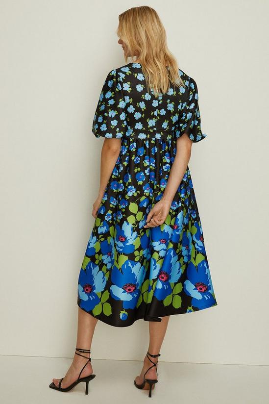 Oasis Petite Floral Puff Sleeve Scuba Midi Dress 3