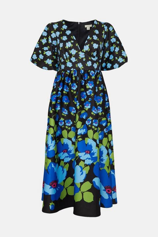 Oasis Ombre Floral Puff Sleeve Scuba Midi Dress 4