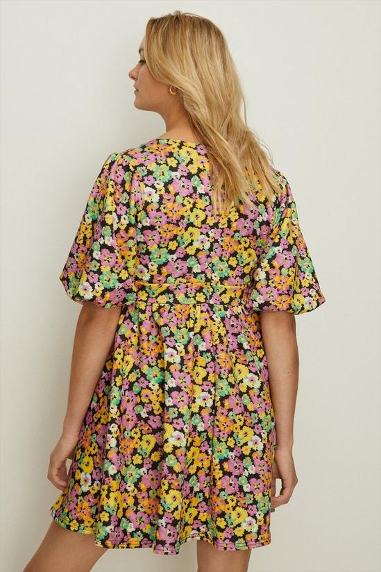 Oasis Ditsy Floral Scuba Puff Sleeve Skater Dress 3
