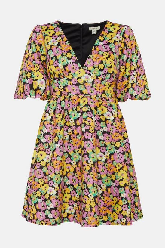Oasis Ditsy Floral Scuba Puff Sleeve Skater Dress 4
