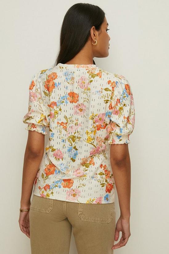 Oasis Floral Printed Broderie Shirred Cuff Top 3