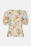 Oasis Floral Printed Broderie Shirred Cuff Top thumbnail 4