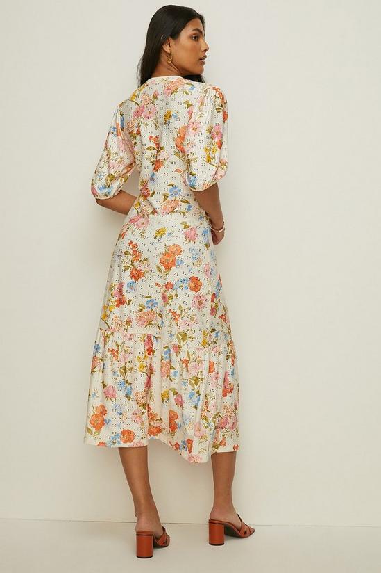 Oasis Floral Printed Broderie Tiered Midi Dress 3
