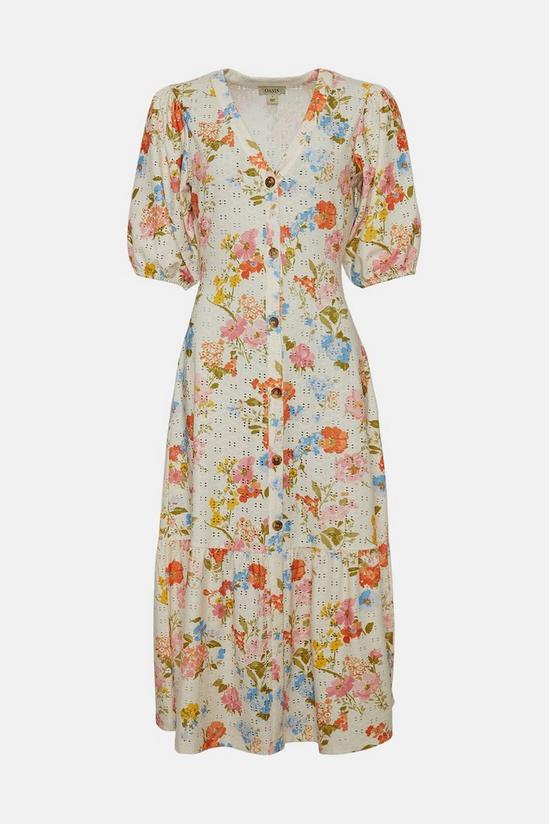 Oasis Floral Printed Broderie Tiered Midi Dress 4