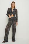 Oasis Animal Print Shimmer Pleated Trouser Co-ord thumbnail 1