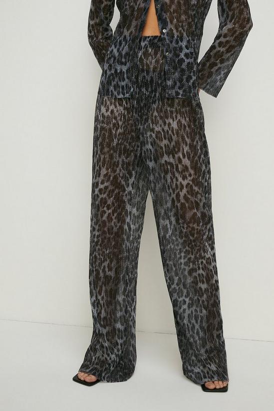Oasis Animal Print Shimmer Pleated Trouser Co-ord 2