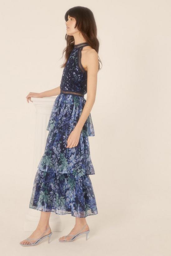 Oasis Petite Lace Halter Floral Tiered Midi Dress 2