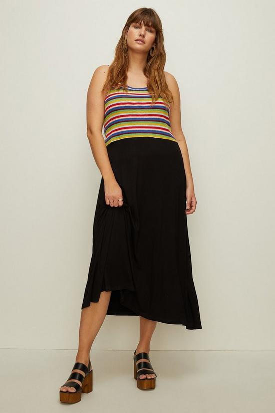 Oasis Curve Rainbow Knit Mix Midi Dress 2