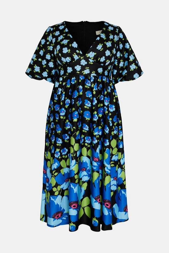 Oasis Curve Floral Puff Sleeve Scuba Midi Dress 4