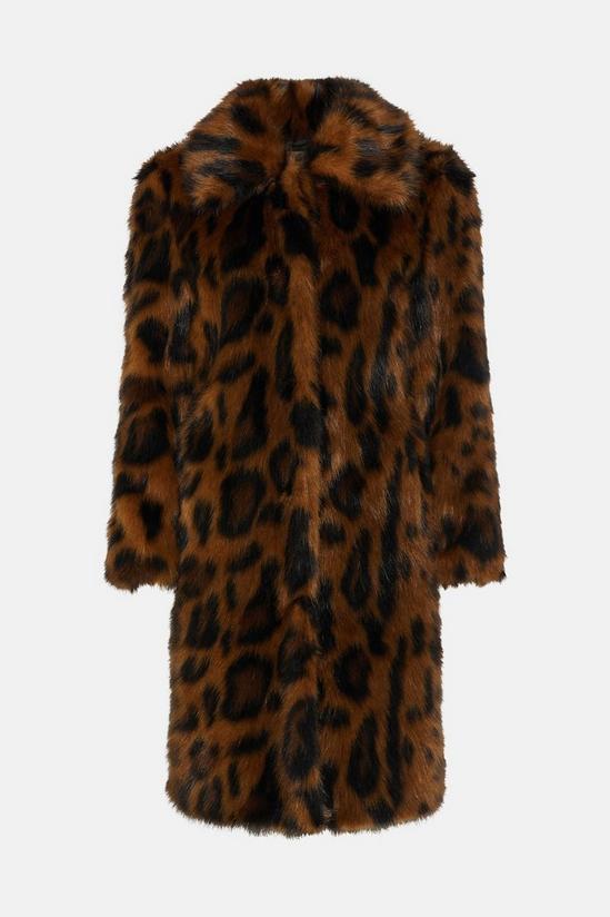 Oasis Petite Collared Animal Faux Fur Coat 4