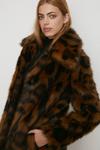 Oasis Rachel Stevens Collared Longline Animal Faux Fur Coat thumbnail 2