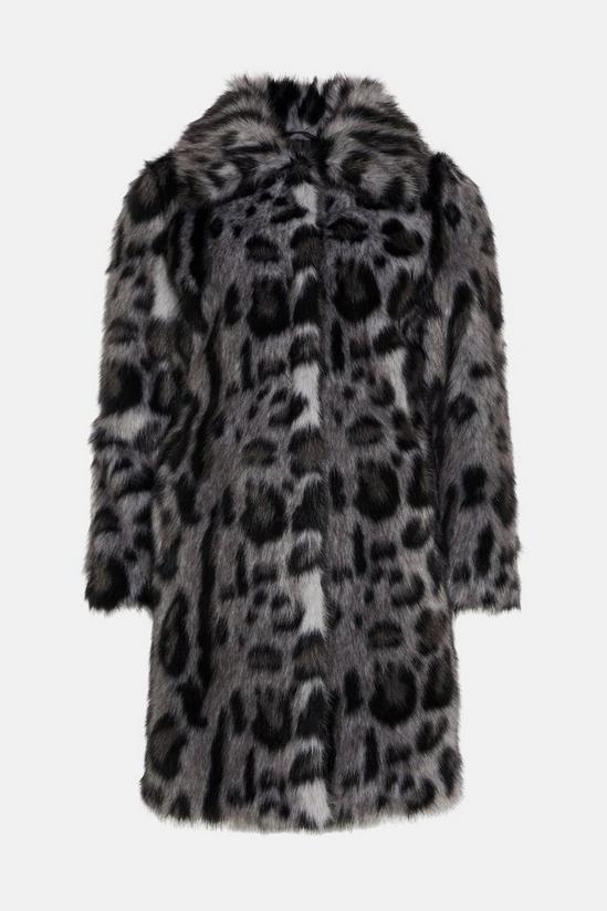 Oasis Collared Longline Animal Faux Fur Coat 4