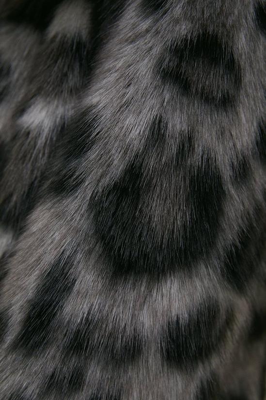 Oasis Collared Longline Animal Faux Fur Coat 5