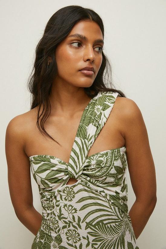 Oasis Textured Floral Print One Shoulder Midi Dress 2