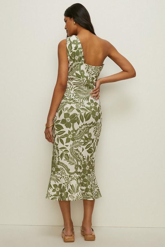 Oasis Textured Floral Print One Shoulder Midi Dress 3