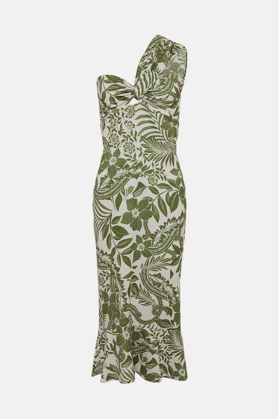 Oasis Textured Floral Print One Shoulder Midi Dress 4