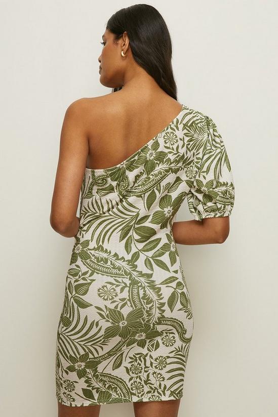 Oasis Textured Floral Print One Sleeve Mini Dress 3