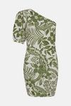 Oasis Textured Floral Print One Sleeve Mini Dress thumbnail 4