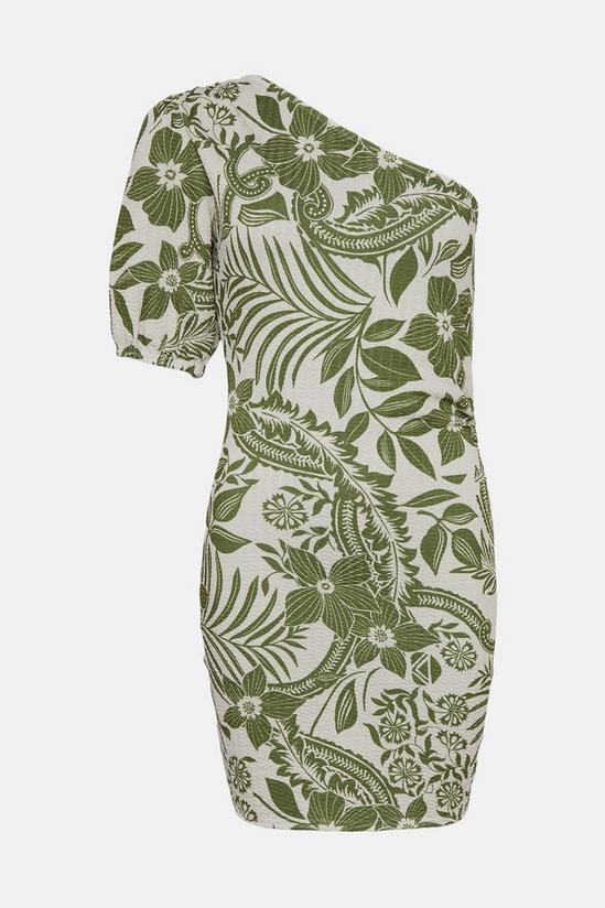 Oasis Textured Floral Print One Sleeve Mini Dress 4