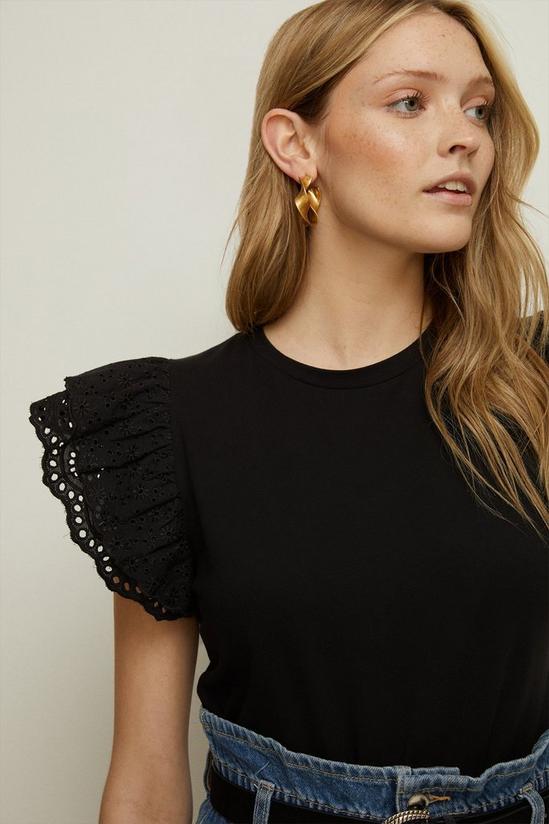 Oasis Broderie Frill Sleeve T-shirt 1