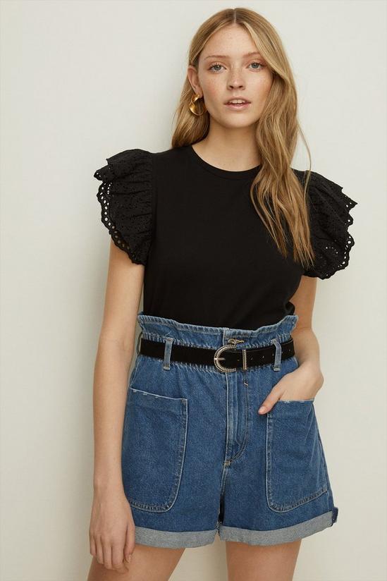 Oasis Broderie Frill Sleeve T-shirt 2