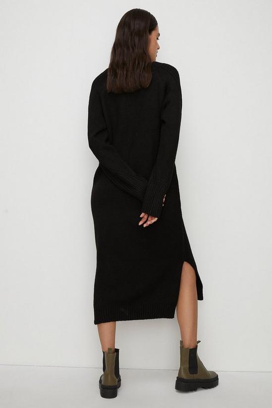 Oasis Petite Cosy V Neck Knitted Midi Dress 3