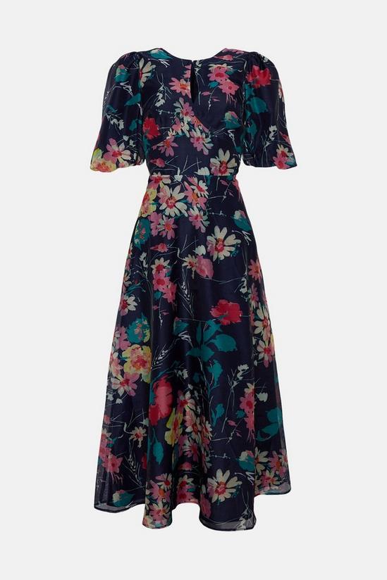 Oasis Floral Daisy Organza Keyhole Midi Dress 4