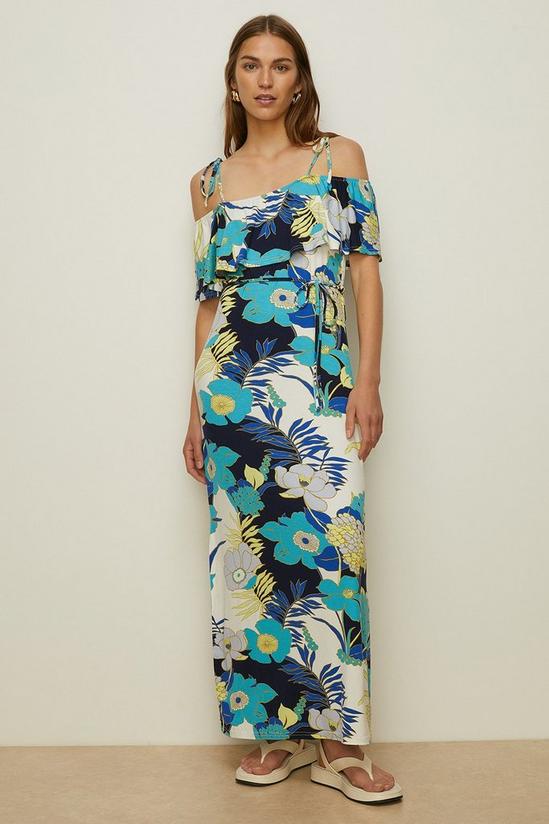 Oasis Palm Printed Bardot Maxi Dress 1