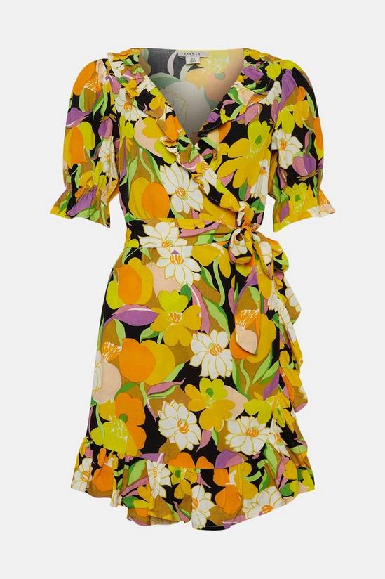 Oasis Petite Graphic Floral Wrap Skater Dress 4