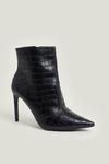 Oasis Croc Print Heeled Ankle Boots thumbnail 1